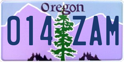 OR license plate 014ZAM