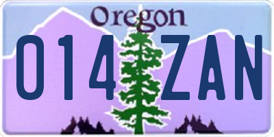 OR license plate 014ZAN