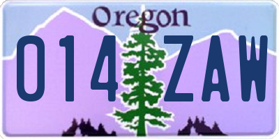 OR license plate 014ZAW