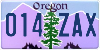 OR license plate 014ZAX