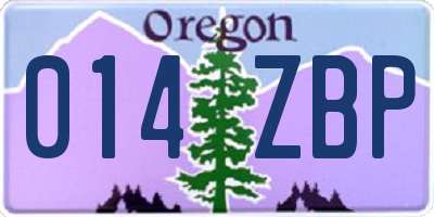 OR license plate 014ZBP