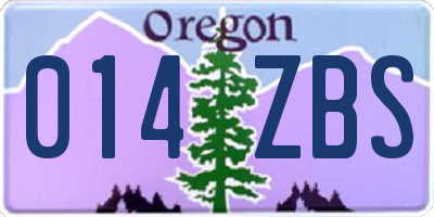 OR license plate 014ZBS