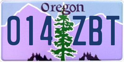 OR license plate 014ZBT