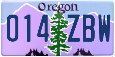 OR license plate 014ZBW