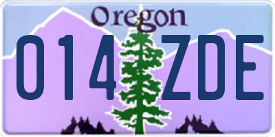 OR license plate 014ZDE