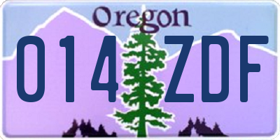OR license plate 014ZDF