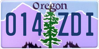 OR license plate 014ZDI