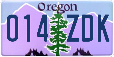 OR license plate 014ZDK