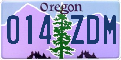OR license plate 014ZDM