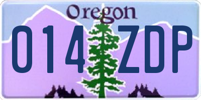 OR license plate 014ZDP