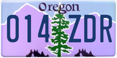 OR license plate 014ZDR