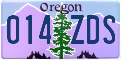 OR license plate 014ZDS