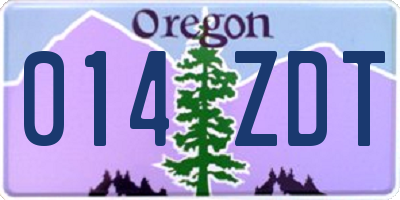 OR license plate 014ZDT