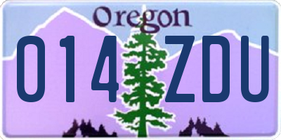 OR license plate 014ZDU