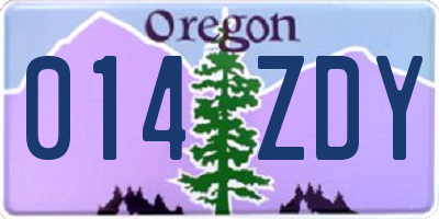OR license plate 014ZDY