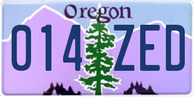 OR license plate 014ZED