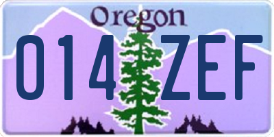 OR license plate 014ZEF