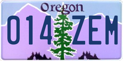 OR license plate 014ZEM