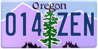OR license plate 014ZEN