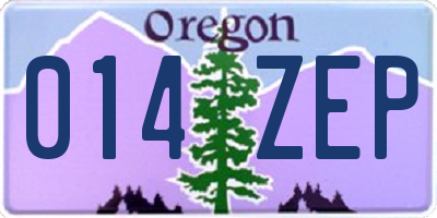 OR license plate 014ZEP