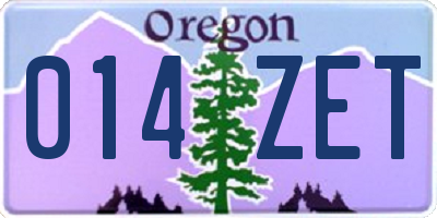 OR license plate 014ZET