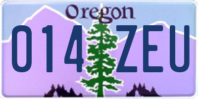 OR license plate 014ZEU