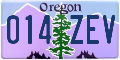 OR license plate 014ZEV