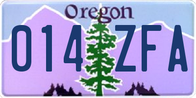 OR license plate 014ZFA