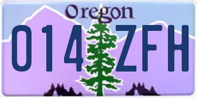 OR license plate 014ZFH