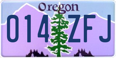 OR license plate 014ZFJ