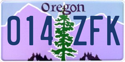 OR license plate 014ZFK