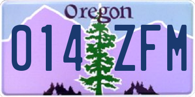 OR license plate 014ZFM