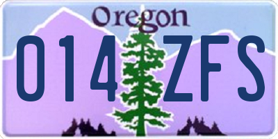 OR license plate 014ZFS