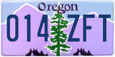 OR license plate 014ZFT