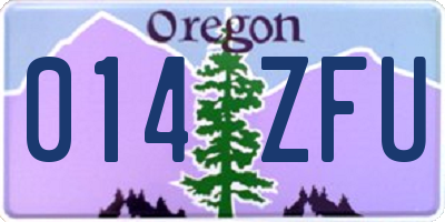 OR license plate 014ZFU