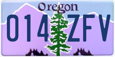 OR license plate 014ZFV
