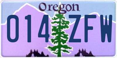 OR license plate 014ZFW