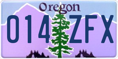 OR license plate 014ZFX