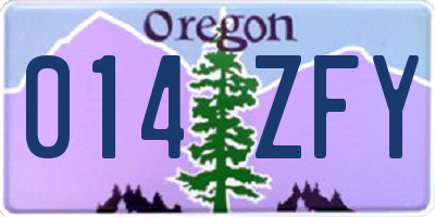 OR license plate 014ZFY