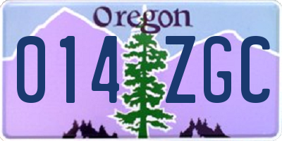 OR license plate 014ZGC
