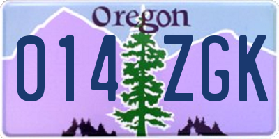 OR license plate 014ZGK