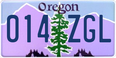 OR license plate 014ZGL