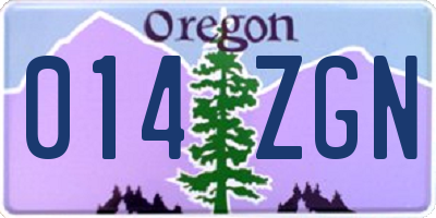 OR license plate 014ZGN