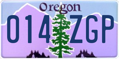 OR license plate 014ZGP