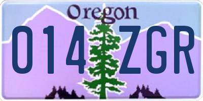 OR license plate 014ZGR