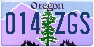 OR license plate 014ZGS