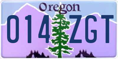 OR license plate 014ZGT