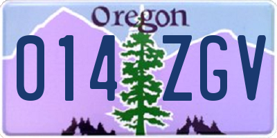 OR license plate 014ZGV