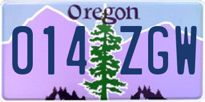 OR license plate 014ZGW