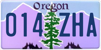 OR license plate 014ZHA